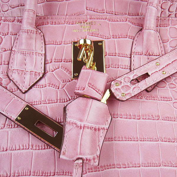 Replica Hermes Birkin 30CM Crocodile Veins Bag Pink 6088 On Sale - Click Image to Close